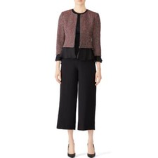 Slate & Willow Tweed Ruffle Trim Peplum Jacke...