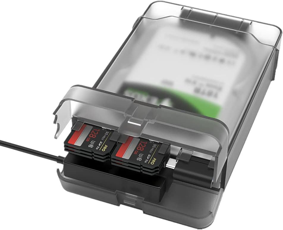 External Hard Drive Enclosure for 2.5 3.5 Inch SATA SSD HDD with SD Card Storage-image