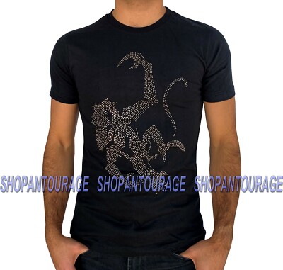 Red Monkey Crystal Monkey Black RMT-04 New S/S Graphic Fashion T-shirt For Men