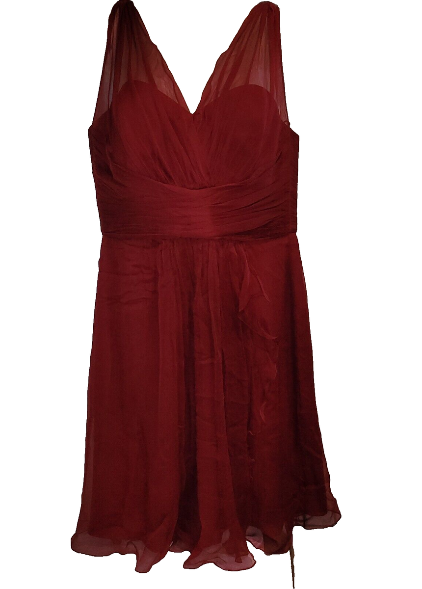 New AMSALE 100% Silk Crinkle Chiffon Dress 14 Cranberry Prom Formal G777C  $280 | eBay