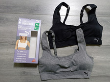 Puma 2-Pack Performance Square Neck Seamless Sports Bra Black/Gray X-Large