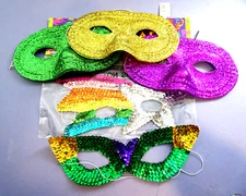 5 Half-Masks Sequins Halloween Masquerade Dress Up Colorful