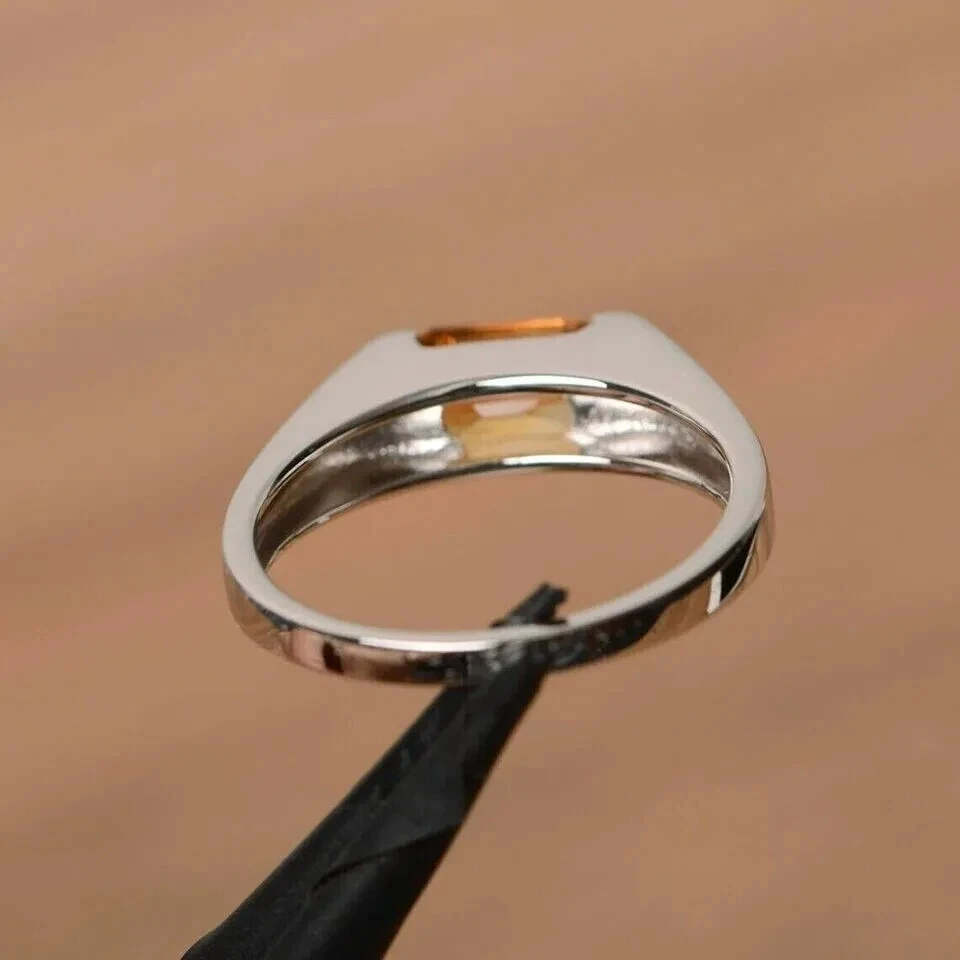 Anillo hecho a mano de zafiro amarillo certificado natural propósito astrológico para hombre, s regalo Foto 4 de 4