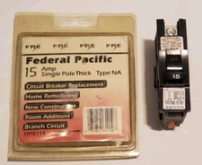 New Federal Pacific 1FPE115 Single Pole Thick Breaker 15 Amp Type NA