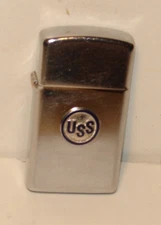 1960's ZIPPO Slim Advertising Lighter US Steel USS Vintage & RARE Nice Condition