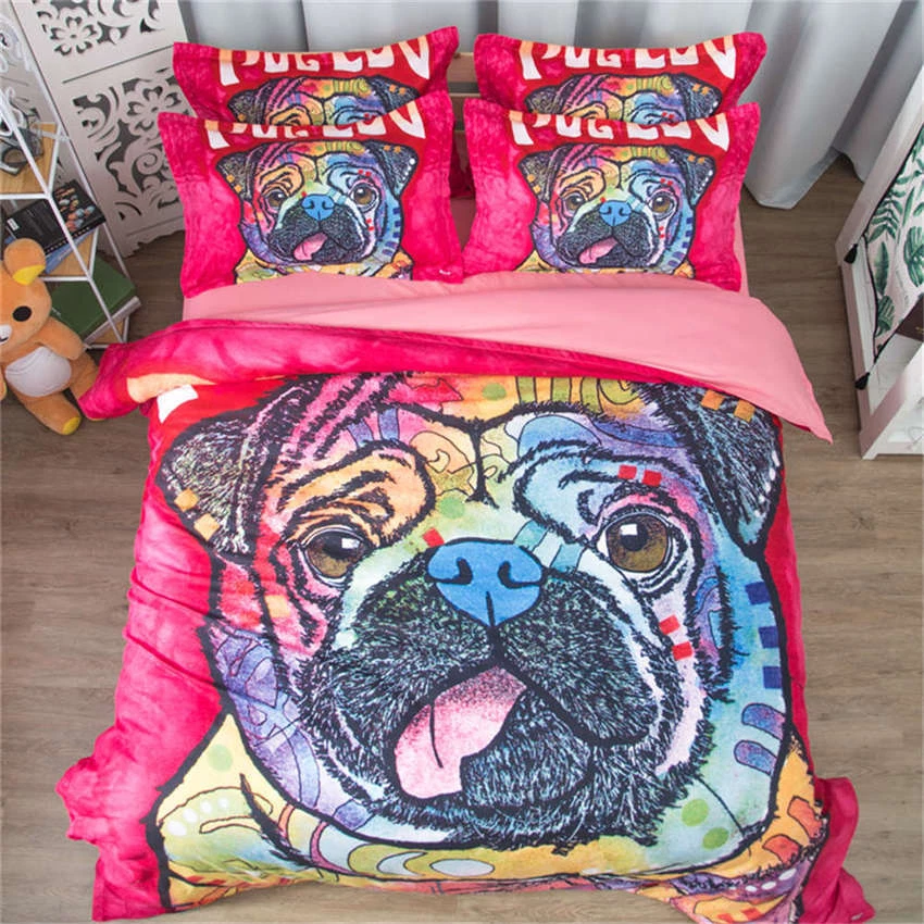 Pug print top dog bed