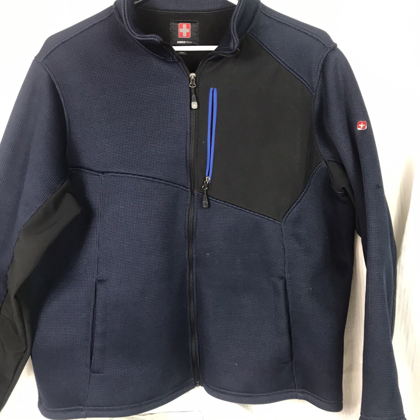 Mens Swiss Tech Fleece Lined Full Zip Soft Shell Blue… - Gem