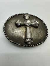 Raised Gothic Cross Western Bling Rhinestone Accented Robbie French Belt Buckle