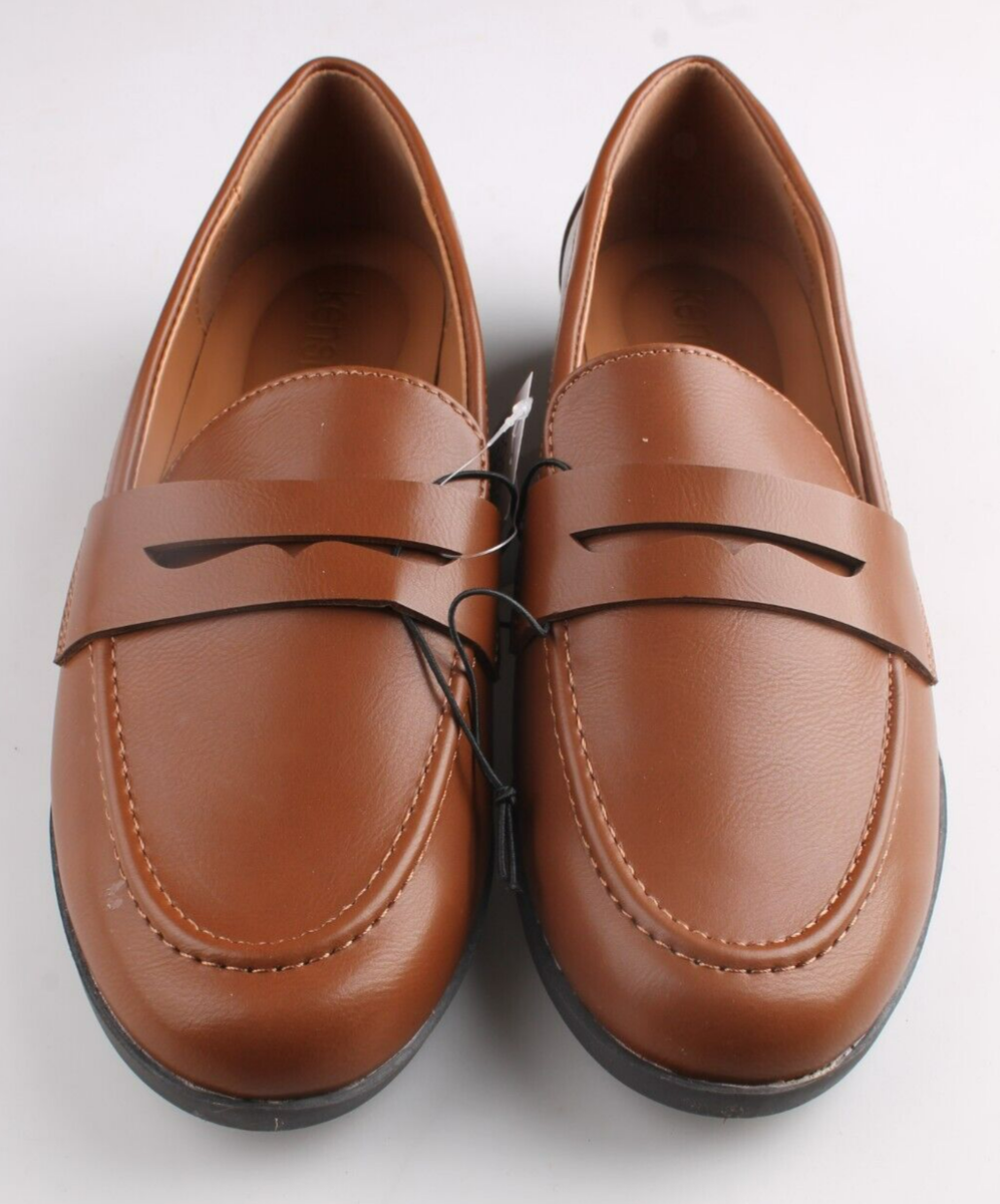 Kensie Gitty Cognac Ladies 7 8 8.5 9 Shoe Penny Loafer Brown Slip