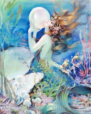 Clive Fantasy Mermaid Dreams Crazy Quilt Block Multi Szs