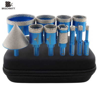 Diamond Drilling Bit Kit Hole Saw Set for Tile Granite Triangle Shank 11pcs/set