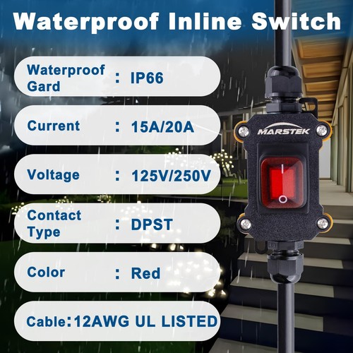 5Ft Heavy Duty Waterproof Extension Cord with On/Off SwitchInline Cord Switch... - Picture 2 of 4