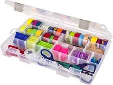 Large Solutions Box Clear Art Craft Organizer W/ Dividers Plastic Storage Case