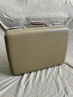 Vintage 1960s Tan Tiara Hard Shell Luggage Green Floral Interior retro Decor
