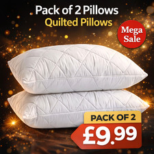 Quilted Pillows Hollowfiber 2 Pack Hotel Quality Extra Deep Bounce Back 48x74 cm