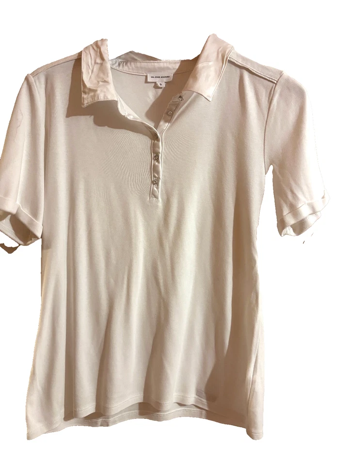 UN JOUR AILLEURS polo blanc taille 3 ou 40 - Photo 1/3