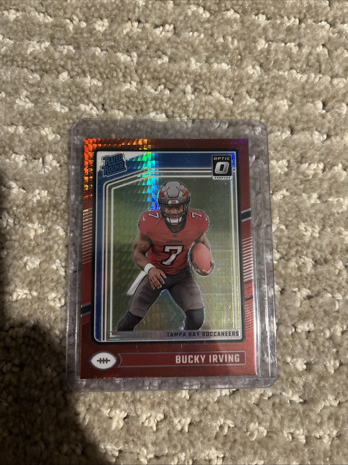 Bucky Irving Rated Rookie Donruss Optic 2024 #216 Red Hyper Tampa Bay Bucs