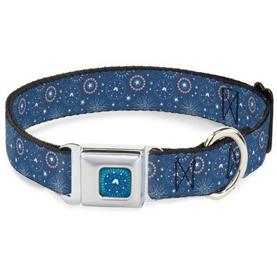 Dog Collar CADH-Captain America Fireworks Icon Full Color Blue/Red/W (US IMPORT)