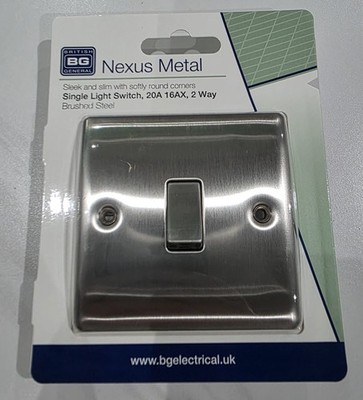 BG Nexus gebürsteter Stahl einzelner Lichtschalter 20A 16AX 2-fach NBS12