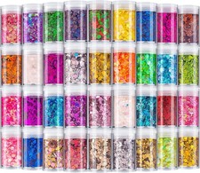 Holographic Chunky Glitter, Set of 36 Colors Craft Glitter Sparkle Sequins