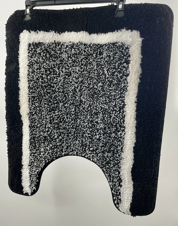 Juego de 2 alfombras de baño Pauwer alfombrilla de inodoro y ducha blanca y negra Foto 4 de 4