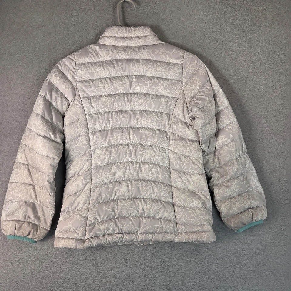 Chaqueta acolchada de plumón Patagonia para niños grande gris estampado floral forrada en agua 68233 Foto 2 de 4
