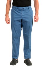 Incotex Slowear Men's Blue "Royal Batavia" Slim Fit Flat Front Casual Pants