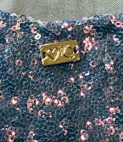 For Love & Lemons SKIVVIES Sequin Bodysuit M Blue Iridescent Open Back Plunge