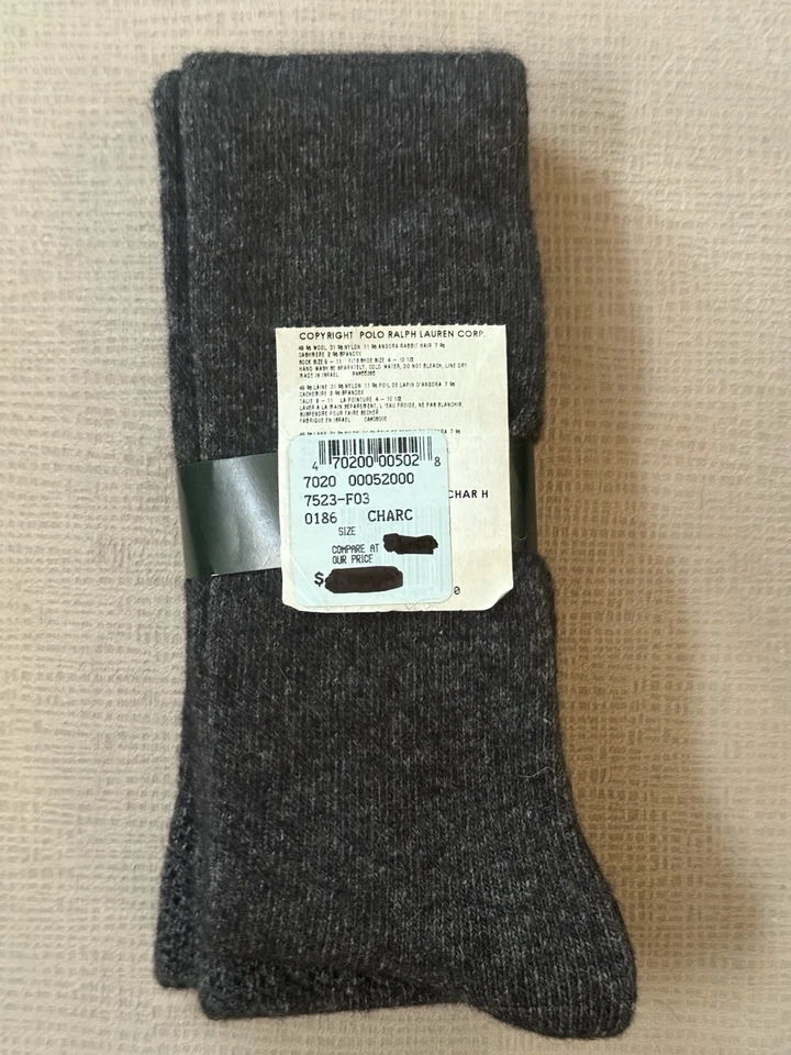 Calcetines hasta la rodilla grises de colección Lauren Ralph Lauren mezcla de lana de cachemir para mujer talla 9-11 NOS Foto 3 de 4
