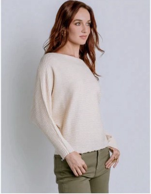Kerisma Womens Beige Round Neck Dolman Sleve Knit Pullover Sweater Size S/M