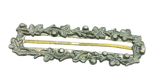Vintage Oak Leaf & Acorn Metal Sash Buckle Art Deco Antique Accessory