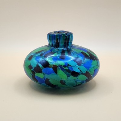 Beautiful Vintage Murano Art Glass Piece Blue/Green Confetti Colors Design