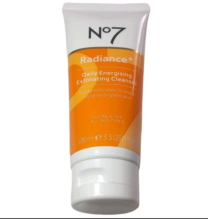 BOOTS NO. 7 Boots No7 Radiance+ Daily Energising Exfoliating Cleanser 100ml 3.3 Oz Brand New