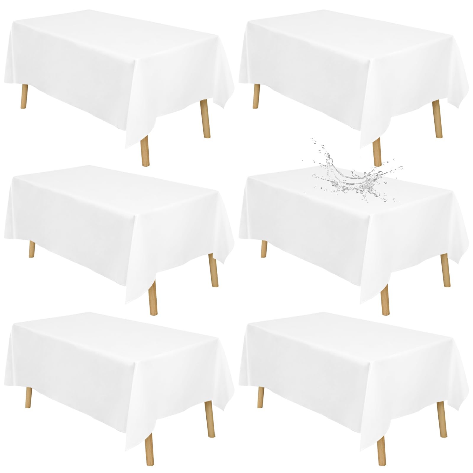 Rectangle 8ft, 60 X 126 Inch White Table Cloth, Waterp...