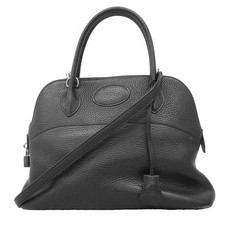 Auth [6bd4573-h] HERMES Handbag Bolide31 Taurillon Clemence Black Silver met...