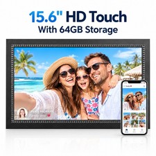 WiFi Digital Smart Picture Frame Vedio, 15.6-Inch HD Touch Screen, 64GB Storage