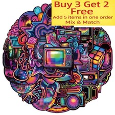 50pcs Waterproof Vinyl Stickers Variety Neon Style Luggage Phone Laptop Fridge