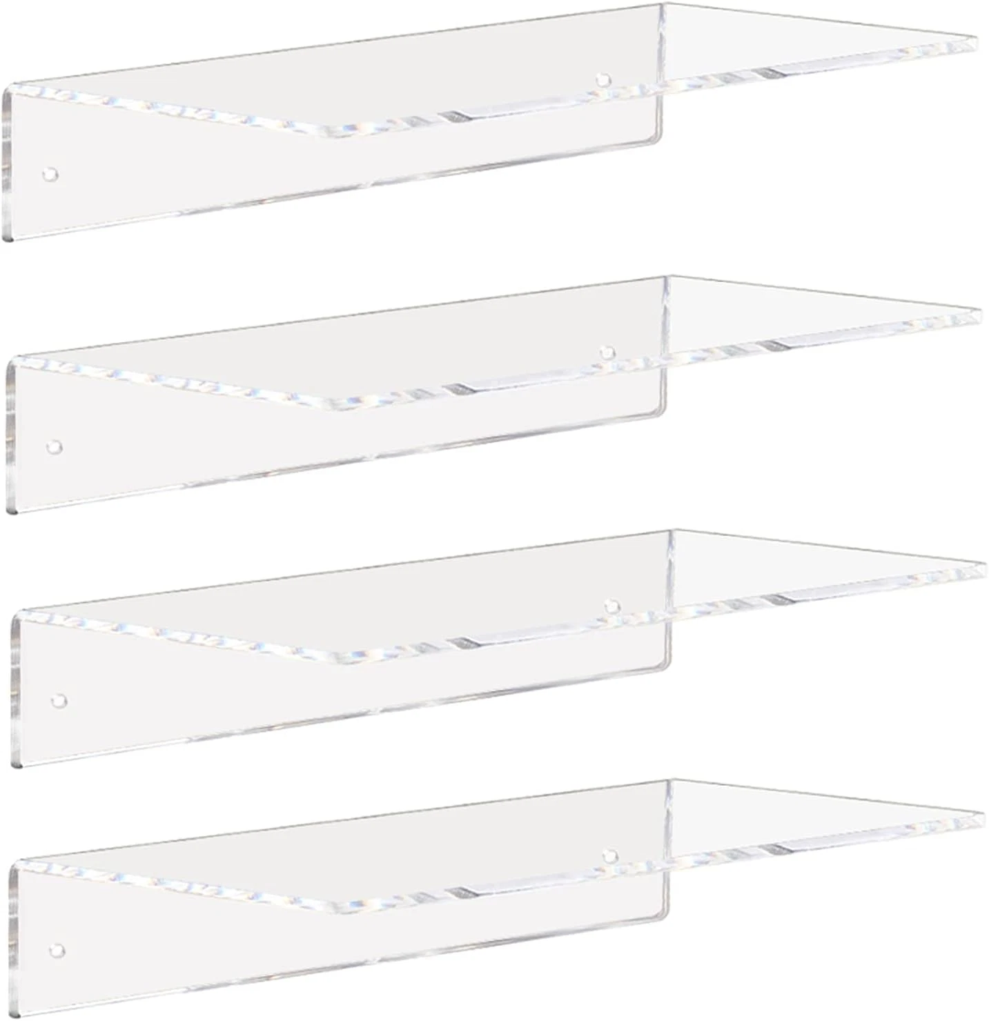 Clear Acrylic Shelves 12 Inch, Floating Wall Mounted Shelf for Wall Storage, Set