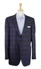 Peter Millar Blue Brown Plaid Wool Patch Pocket 2-Btn Sportcoat Blazer Large 42L