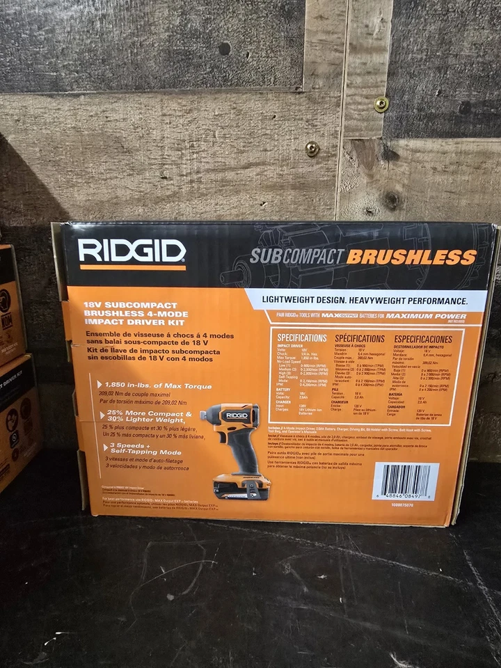 Ridgid *New In Box* SubCompact Brushless 18V 4Mode IMPACT DRIVER KIT R872311k - Image 3 of 3