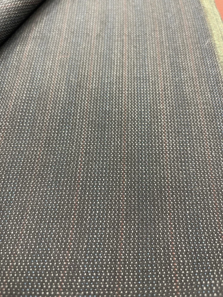 Tela de sastrería vintage años 60/70 - microrred negra con rayas rojas, ribete verde Foto 4 de 4