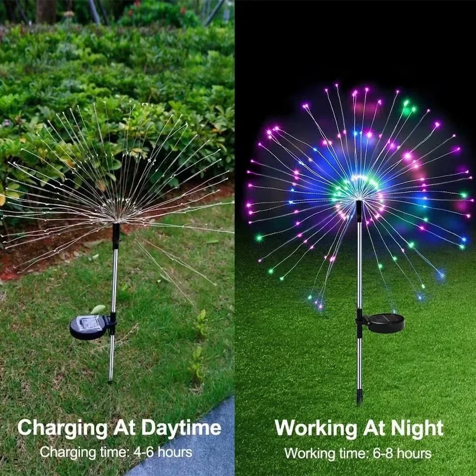 Solar Garden Lights Outdoor Waterproof LED Firework Lights Landscape Yard Decor - Image 3 of 4