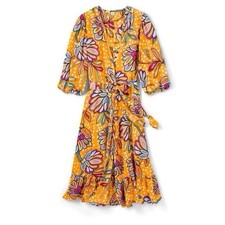 Tabitha Brown x Target Orange Polka Dot Floral Swim Cover Up Wrap Dress Size M