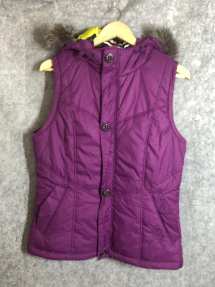 Burton жилет женщин средний фиолетовый DRYRIDE с капюшоном искусственного меха изолированный сноуборда - Изображение 2 из 4