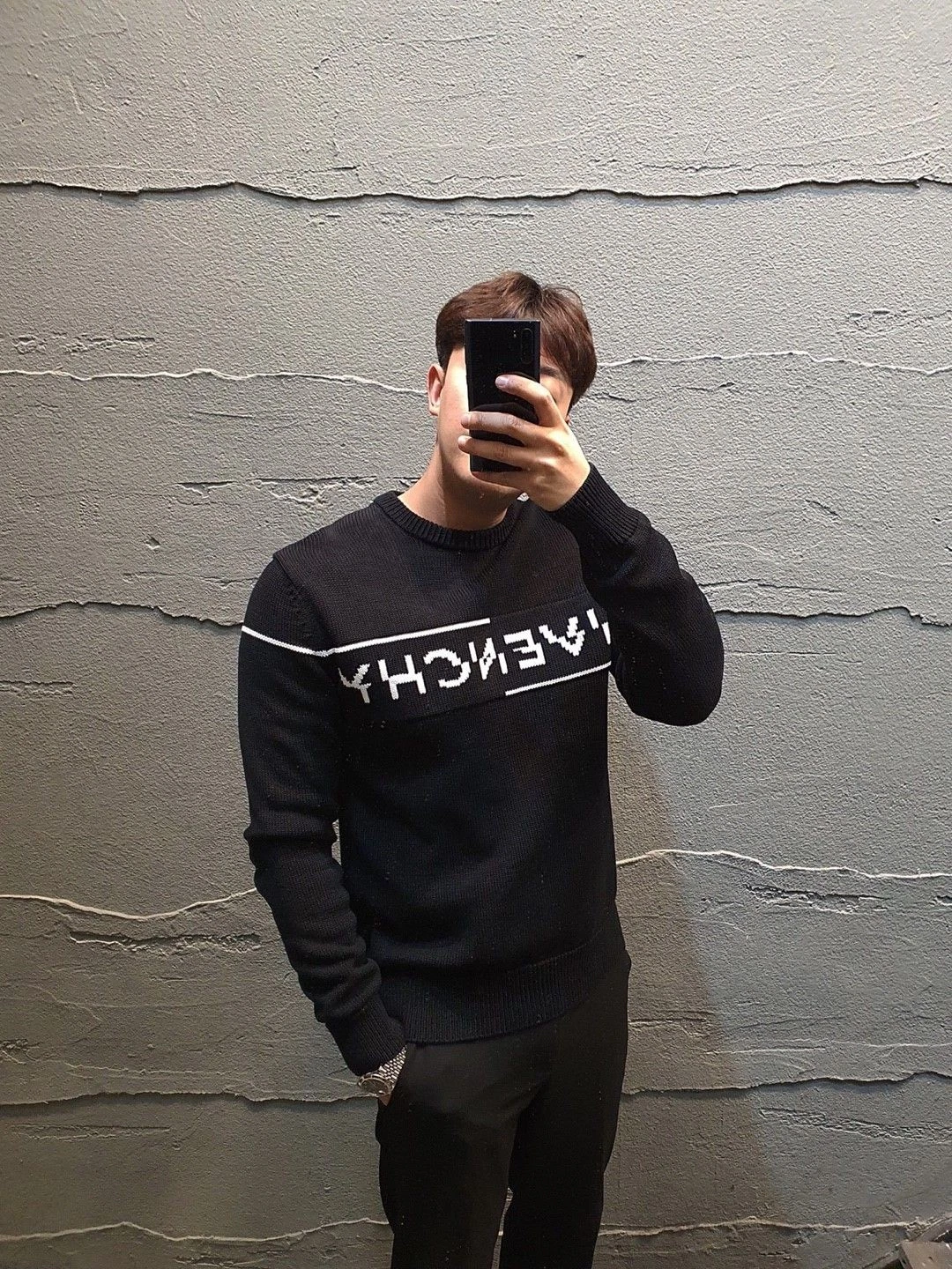 Maglia Givenchy nera con logo spacco 17923165