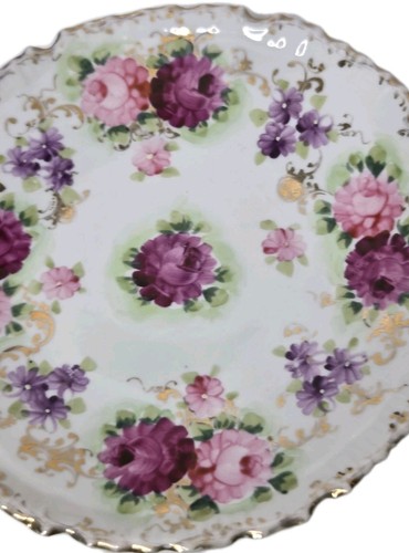 Plato de servir vintage o antiguo de porcelana con dos asas 11" repollo rosa peonía - Imagen 13 de 15