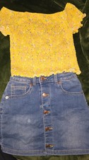 Girls 2Pc Outfit Size 6X Skirt  Top Set Casual Cute Fashion Pre-Owned