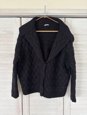 Miu Miu Cardigan Coat Big Collar Wool Black Size 36 58cm Length