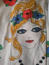 Vintage Fabric Flower Power MOD Groovy Girls 1970s? Cotton Blend 36x58