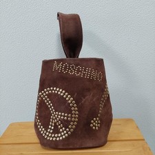 Borsa a secchiello Moschino nera scamosciata coulisse borchie oro borsetta vintage USATA